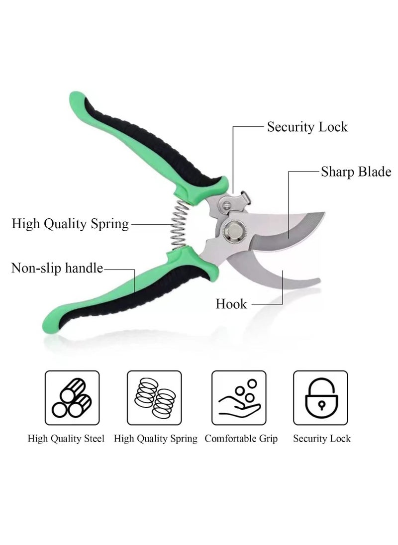 Alruht - Garden Pruning Shears, Hand Gardening Cutter, Professional Garden Scissors with Stainless Steel Blade,Ultra Sharp Scissors for Trimming, Fruits, Flowers, Plants, Green - Image 1