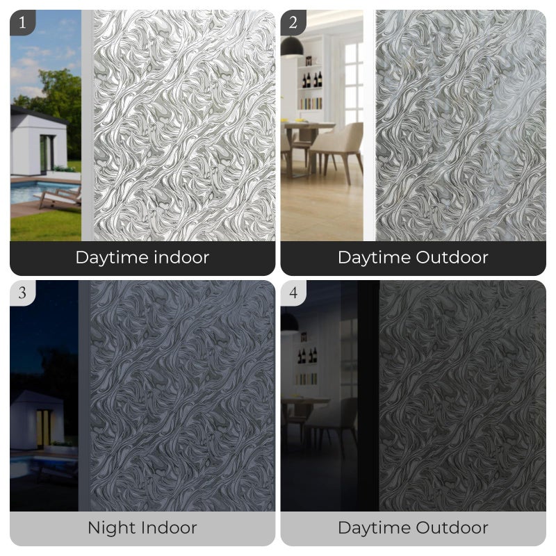 ADD.HERES Window Privacy Film, Removable Static Cling, Stained Glass Decorative Window Film, Vinyl Covering for Home Kitchen Living Room, Ocean Current, 17.3" x 78.7" - Image 5