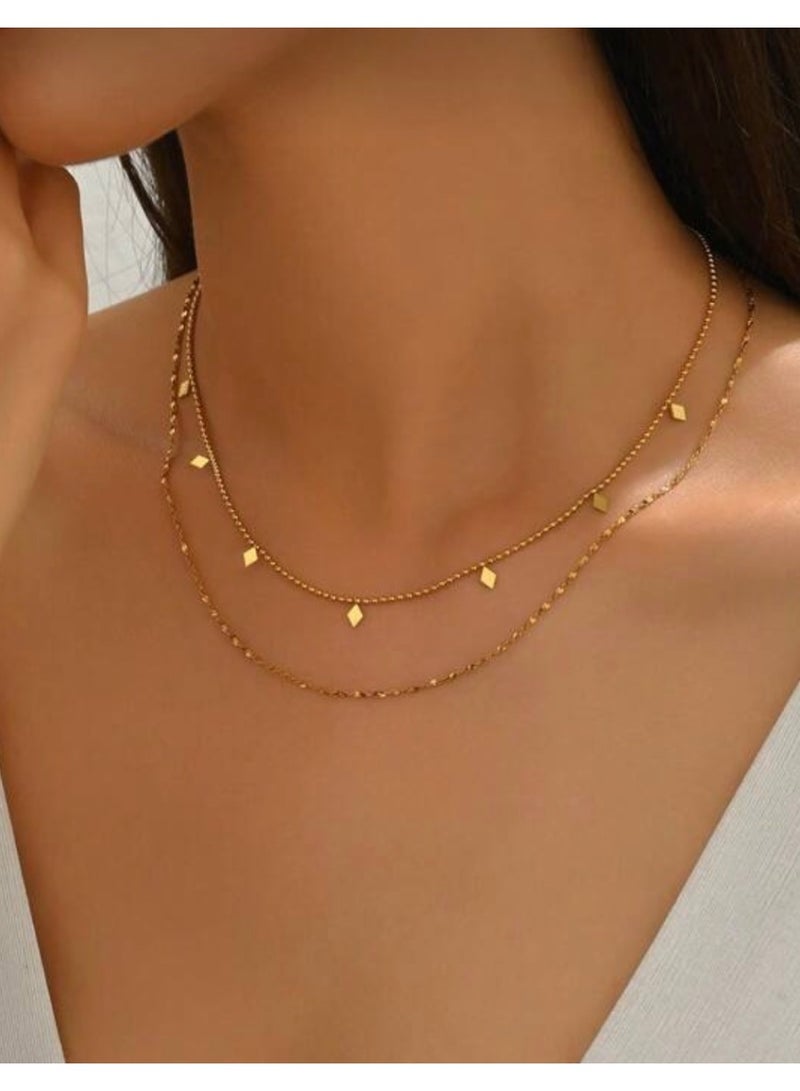 Elegance Trendy & High Quality Stainless Steel Gold Plated Necklace For Women - Image 2