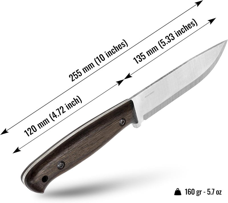 BPSKNIVES Nighthawk Adventurer - Camping Knife - Fixed-Blade Stainless Steel Survival Knife - Black Leather Sheath and Firestarter - Outdoor Full Tang Knives - Bushcraft Knives - Image 4