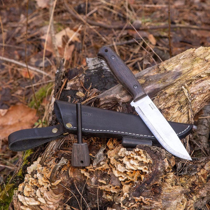 BPSKNIVES Nighthawk Adventurer - Camping Knife - Fixed-Blade Stainless Steel Survival Knife - Black Leather Sheath and Firestarter - Outdoor Full Tang Knives - Bushcraft Knives - Image 5