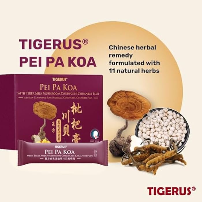 TIGERUS Pei Pa Koa 7.5ml X 24 Sachets with Tiger Milk Mushroom & CORDYCEPS - Image 4