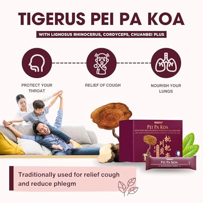 TIGERUS Pei Pa Koa 7.5ml X 24 Sachets with Tiger Milk Mushroom & CORDYCEPS - Image 3