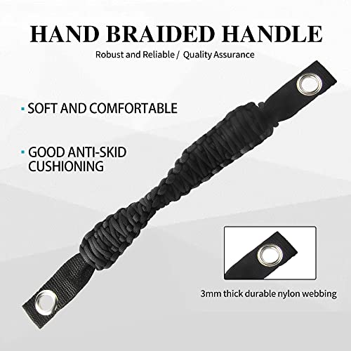 Sidaqi 4 x Paracord Grab Handles Compatible with Wrangler JK JKU JL JLU JT Accessories Universal Roll Bar Grab Handles Replacement for Wrangler Grip Handle (Black) - Image 4