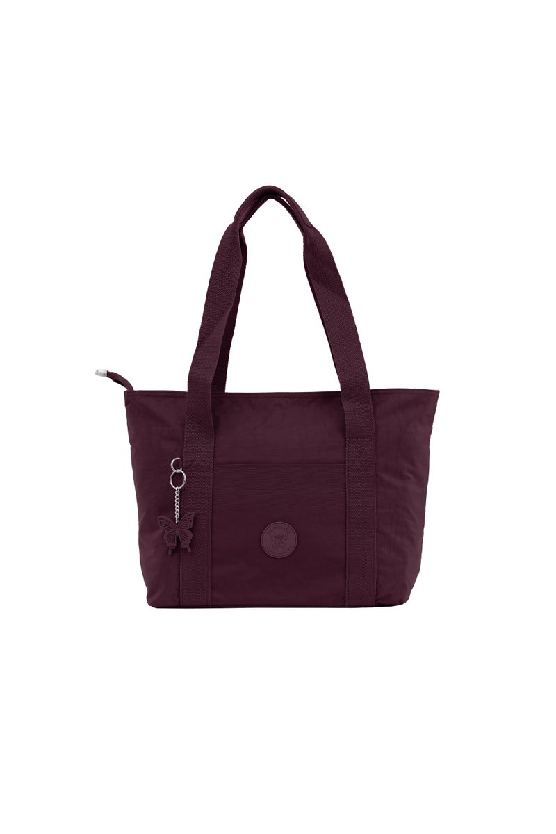 CAPRICE COLLECTION Versatile Large Shoulder Bag – Water-Resistant Nylon Handbag with Front Pocket, Luggage Strap, Multi Compartments, & Shoulder Strap – Lightweight Daily & Travel Bag, Burgundy  - Image 1