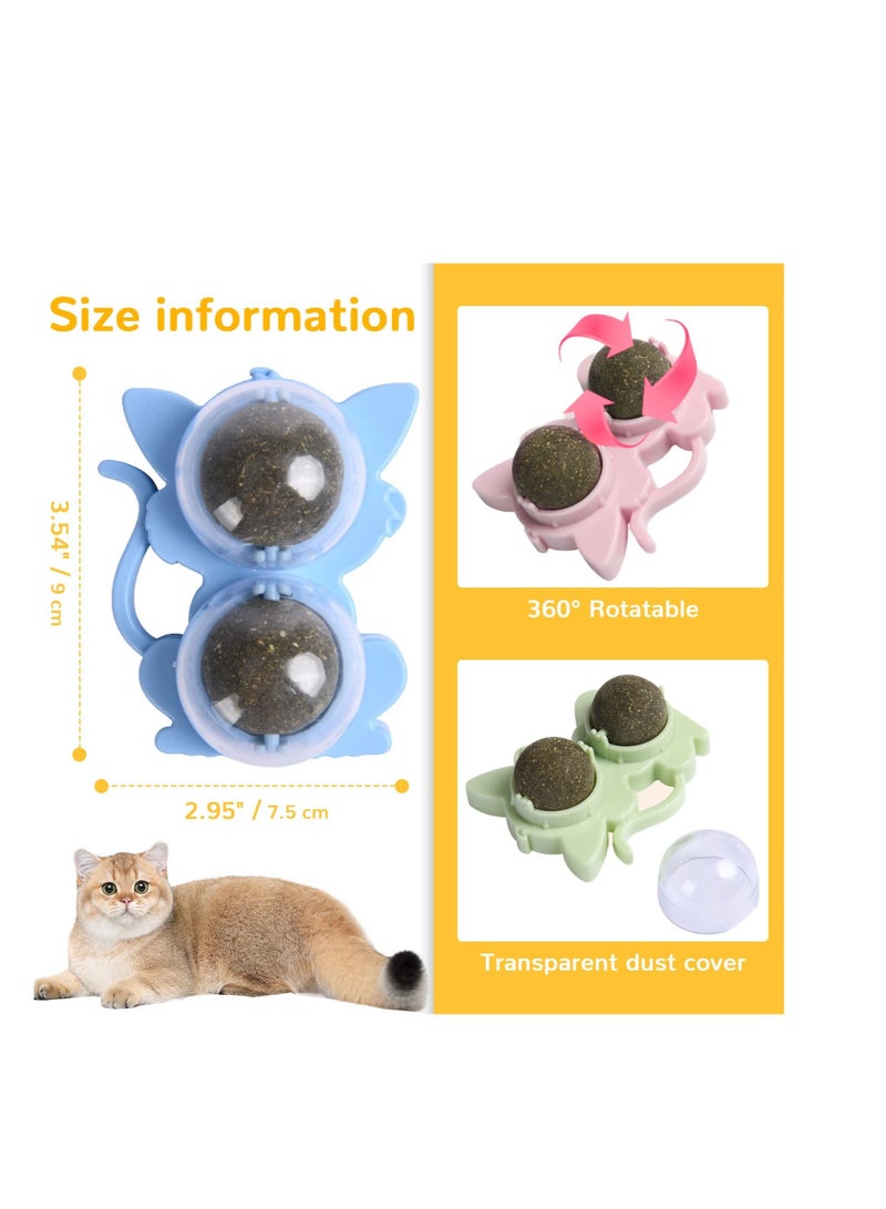 Excefore Catnip Wall Toys, 3 Pcs Rotatable Catnip Lickable Balls, Safe Healthy Kitten Chew Toys, For Indoor Kitten Lick Chew Toy Cat Bite Toy, Cat Wall Treats for Teeth Cleaning Relieve Cat Anxiety - Image 2