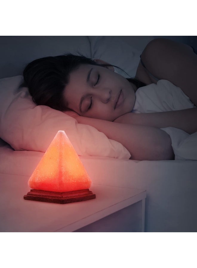 Q TRIPLE A Pyramid Shape Himalayan Salt Lamp - Handcrafted USB Natural Crystal Night Light with 7-Color LED Auto-Cycling & Real Wood Base Table Lamp - Unique Decorative Gift for Home, Office, and Wellness - Image 5