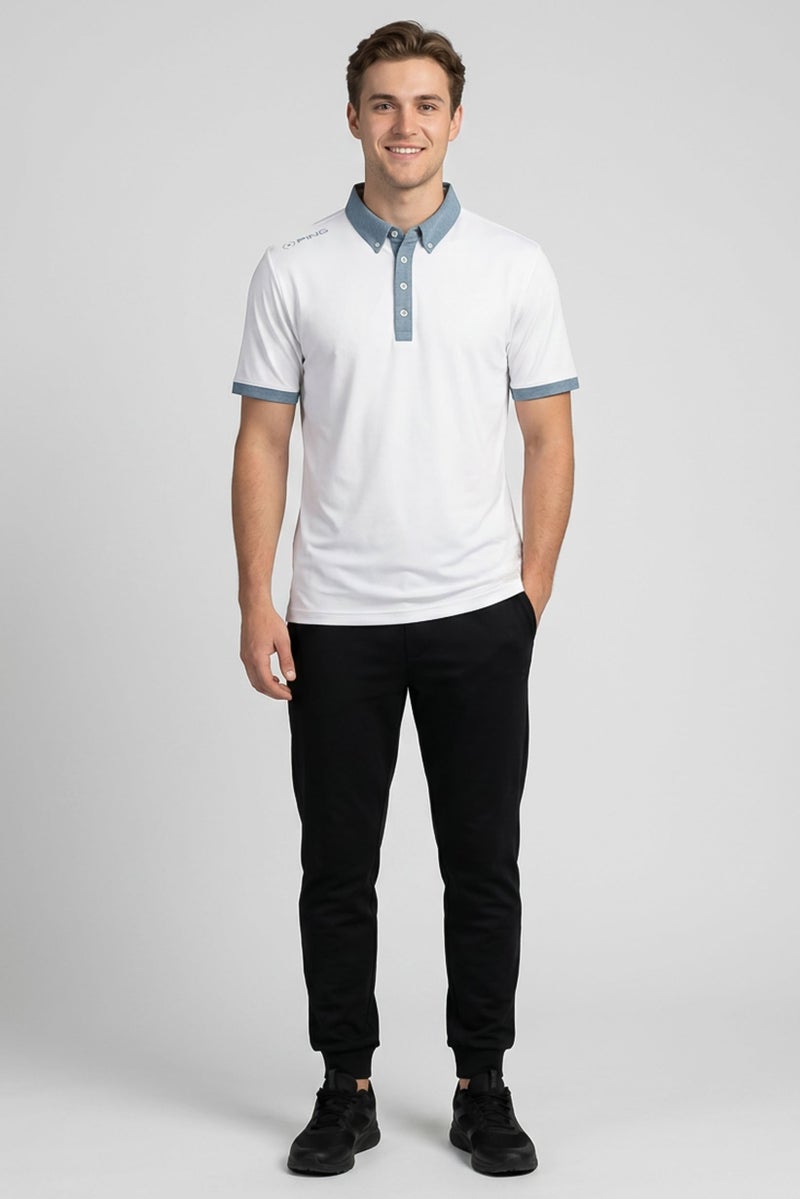 Ping Men Sportswear Fit Short Sleeve Outdoor Polo Shirt, White - Image 2