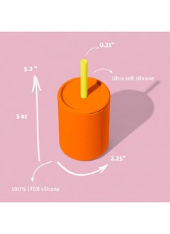 Avanchy Sippy Cups Straw Cup With Lid For Training Baby 6+ Months To Toddler 1 Year Old. 5 Oz Silicone Infant Water Cup. Magenta  - Image 2