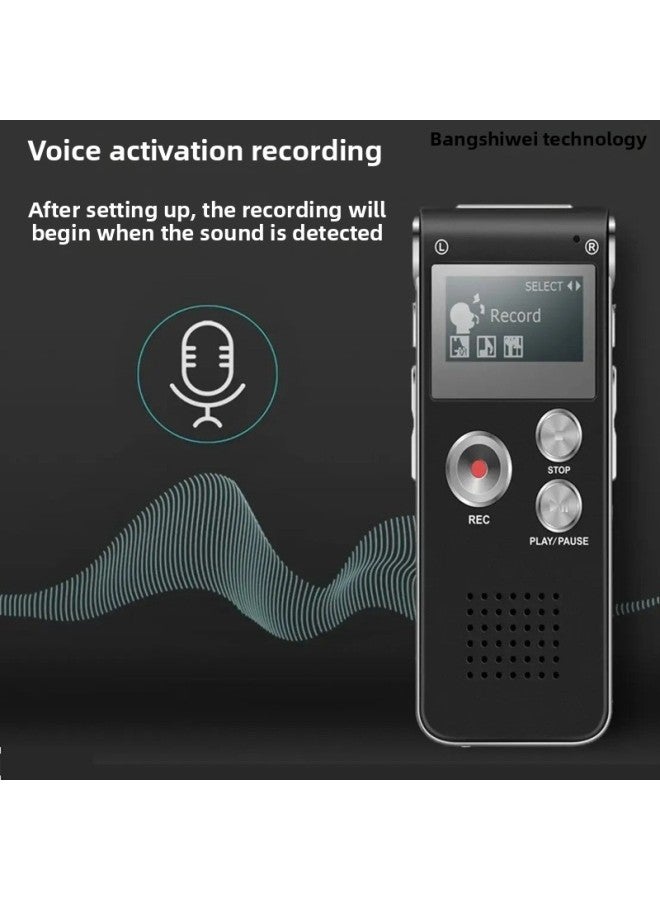 Export Recorder Portable Digital Audio Recorder High-fidelity Recording Long Standby MP3 Player-Color:Silver-Capacity:8GB - Image 3