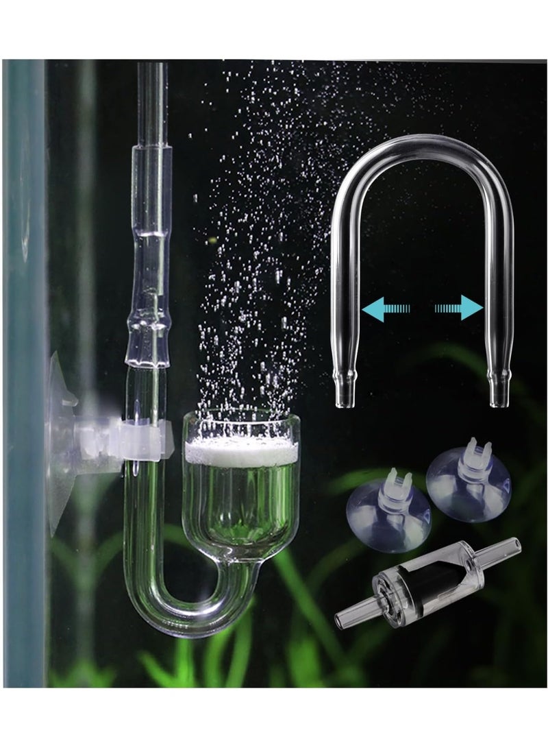 يلا جوي زجاج ثاني أكسيد الكربون، مفاعل ثنائي أكسيد الكربون، أنبوب شكل U، ثاني أكسيد الكربون المنشط مع صمام فحص وكأسي شفط، حجر هوائي، ناشر ملحقات مضخة الهواء للصهريج المائي المزروع - Image 1