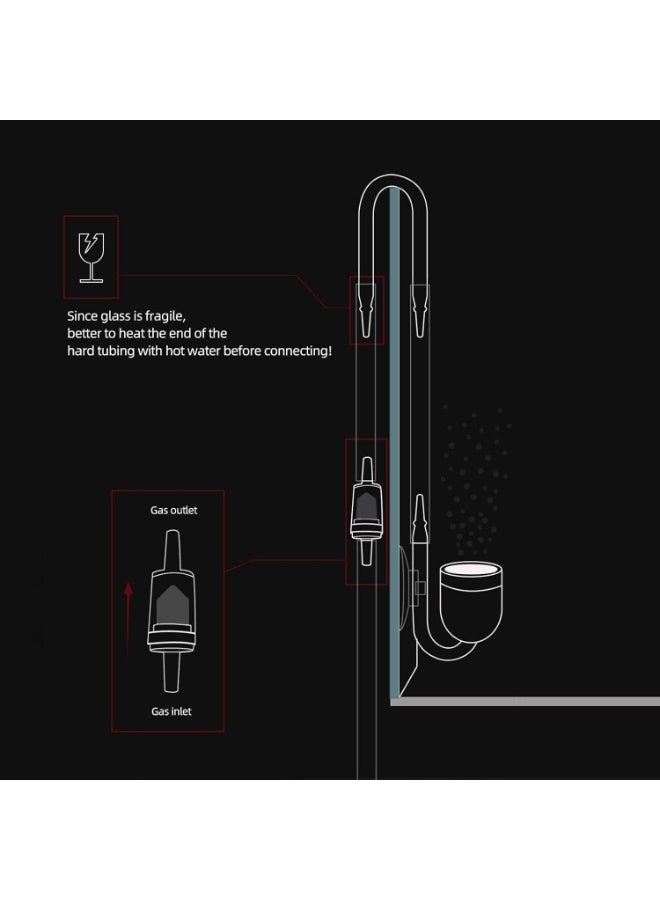 يلا جوي زجاج ثاني أكسيد الكربون، مفاعل ثنائي أكسيد الكربون، أنبوب شكل U، ثاني أكسيد الكربون المنشط مع صمام فحص وكأسي شفط، حجر هوائي، ناشر ملحقات مضخة الهواء للصهريج المائي المزروع - Image 4