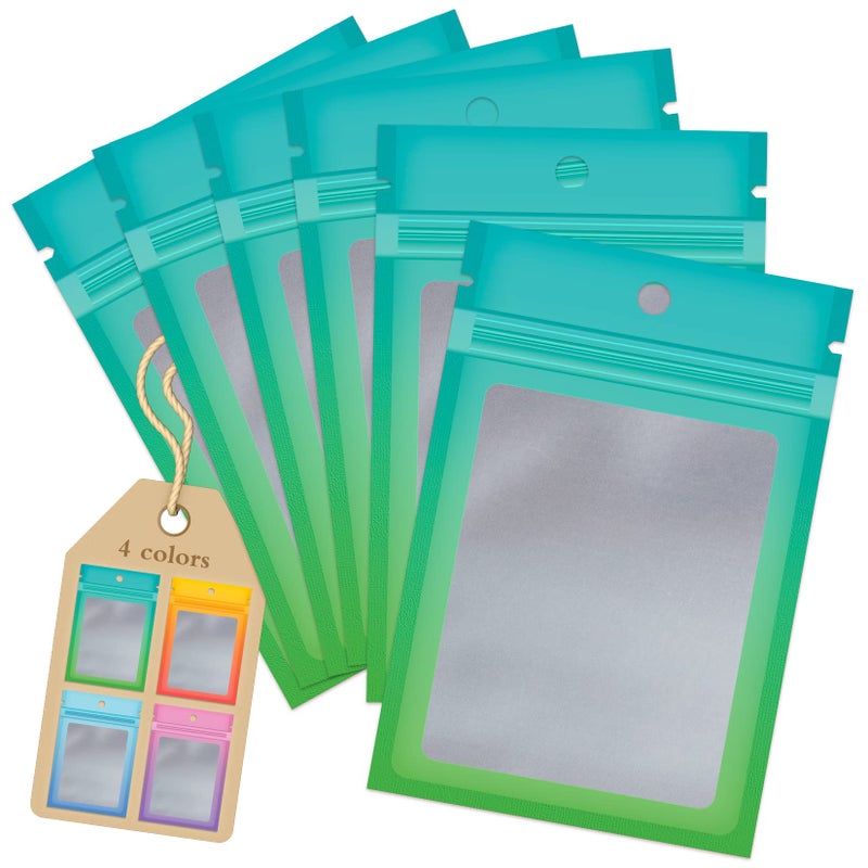 Funfery 100 Pack Smell Proof Resealable Bags for Food StorageCute Mylar Clear Bags for Small Business Foil Pouch Zipper Packaging Bag for Sample Jewelry Eyelash GlossBlue Green27X39in
