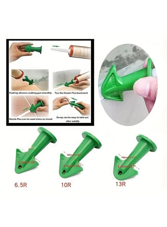 Green 6pcs Multifunctional Silicone Caulking Tool Sealant Nozzle Pulp Scraper Spatula - Image 5