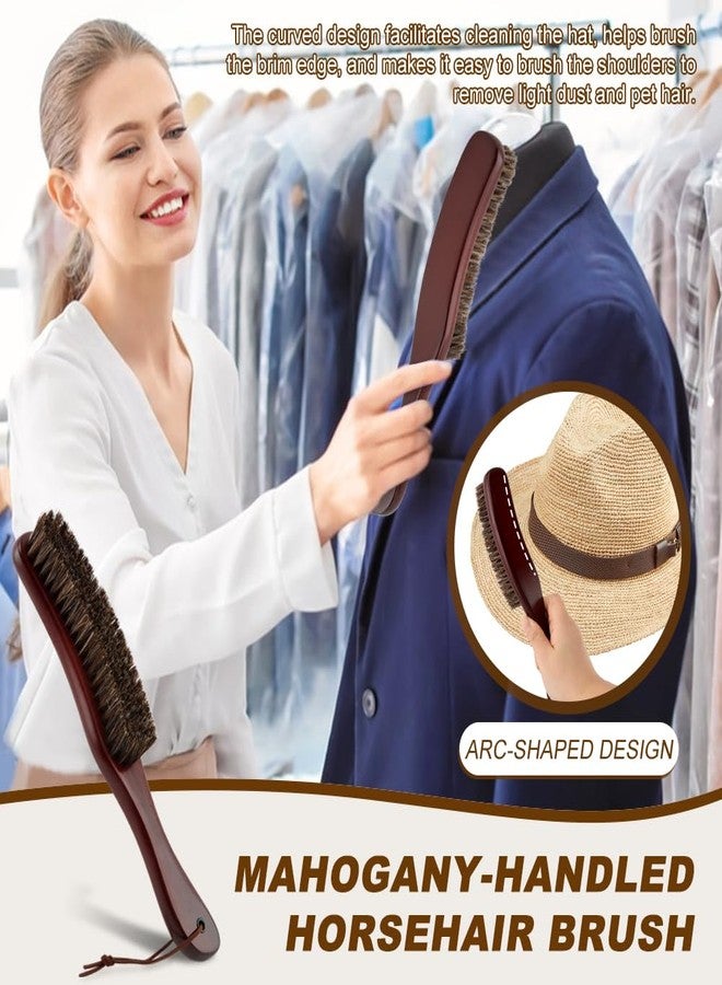 Jeyntanc 4Pcs Horsehair Felt Hat Brush Kit, with Cleaning Sponge Wood Cap Cleaning Lint Remover, Felt Hat Cleanings Kit for Cowboy Hats Baseball Caps, for Hair Furniture Suits Clothes (Color:Brown) - Image 5