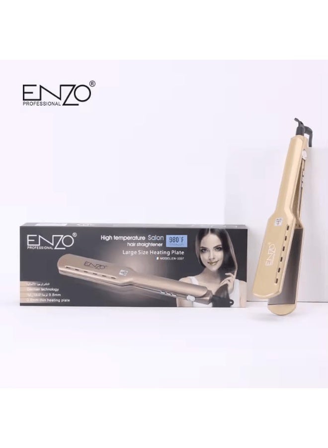 ENZO Professional مكواة شعر إنزو EN-3337 الاحترافية - ألواح سيراميك متقدمة، إعدادات درجة حرارة قابلة للتعديل، تسخين سريع، وتصميم مريح - مثالية لشعر ناعم، سلس، وخالي من التجاعيد - النسخة الدولية - Image 2