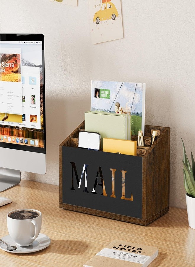 YINMIT Mail Organizer Countertop, Mail Holder with 3 Compartments, Mail Holder Sorter for Desk, Mail Organizer Wall Mounted, Countertop Desk Office Accessories Organizer for File Paper Folder - Image 2