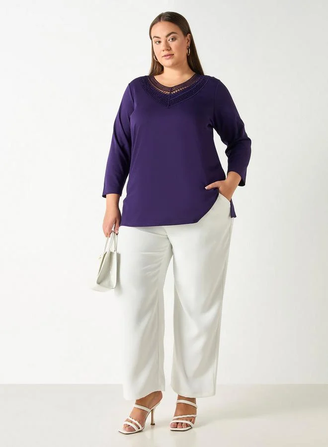 Ulla Popken Plus Size Ulla Popken Wide Leg Pants