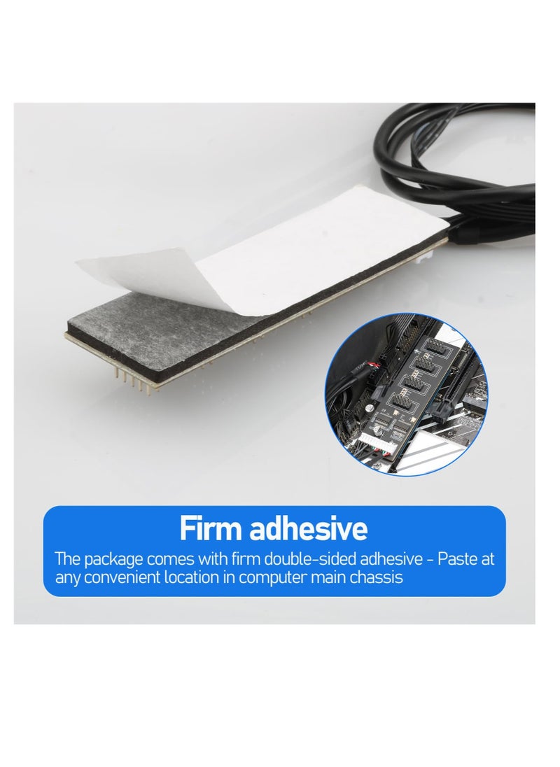 Excefore - 9Pin USB Header Splitter, with SATA Power Cable, 4 Internal USB 2.0 Ports, USB Header Extension Cable, USB 2.0 Splitter Connector, Adapter Port Multiplier for CPU Fans, RGB Lights, WiFi Receiver - Image 1