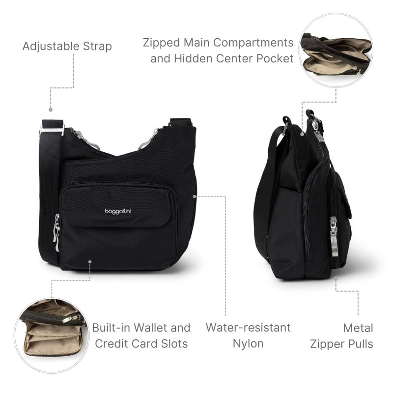 Baggallini Criss Cross Travel Crossbody Bag, Black, One Size - Image 3