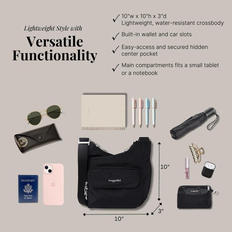 Baggallini Criss Cross Travel Crossbody Bag, Black, One Size - Image 5