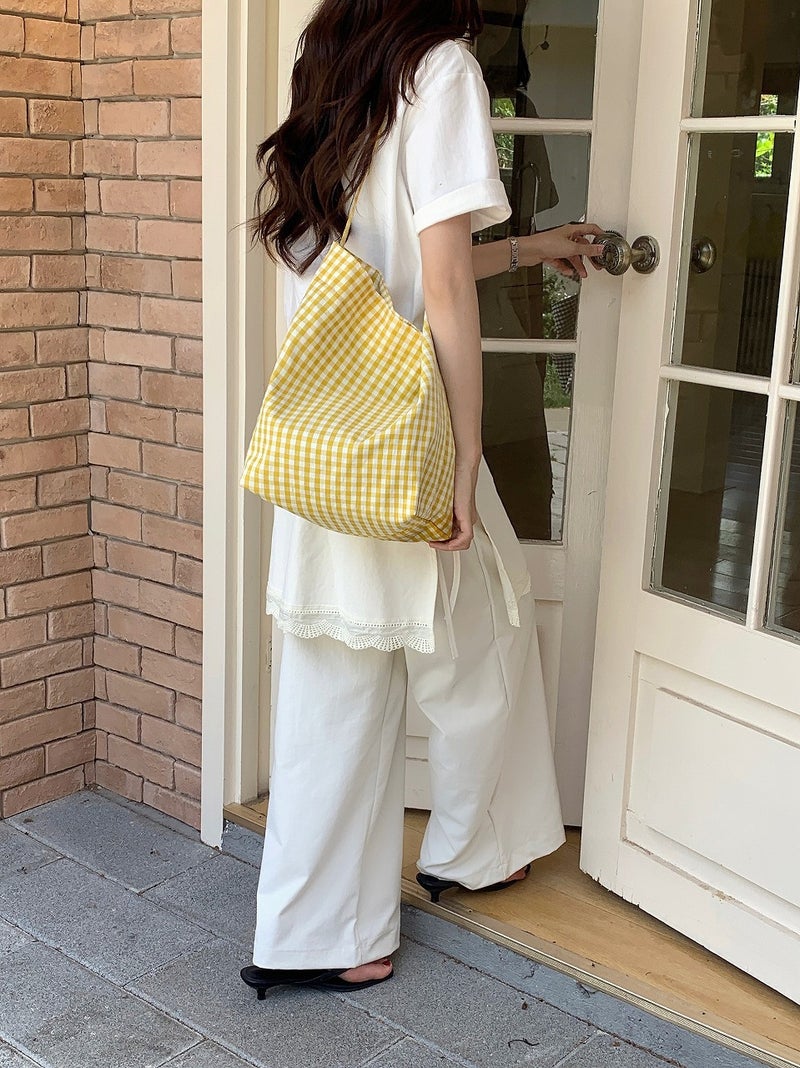 Multi Fruit Women'S Bag Korean Style Retro Simple Shoulder Canvas Bag Women'S Beach Holiday Striped Tote Bag - Image 1