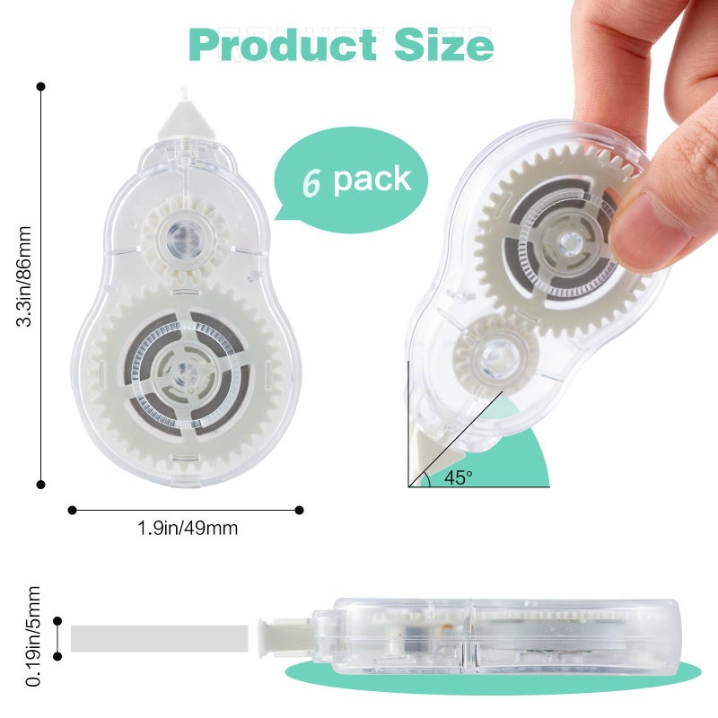 M.G مجموعة شريط تصحيح M&G 6 عبوات، إجمالي 72م/236قدم شريط تصحيح أبيض كتابة واضحة بدون وقت جفاف لمستلزمات المكتب والمدرسة للطلاب 1/5 بوصة × 39.37 قدم/عبوة - Image 2