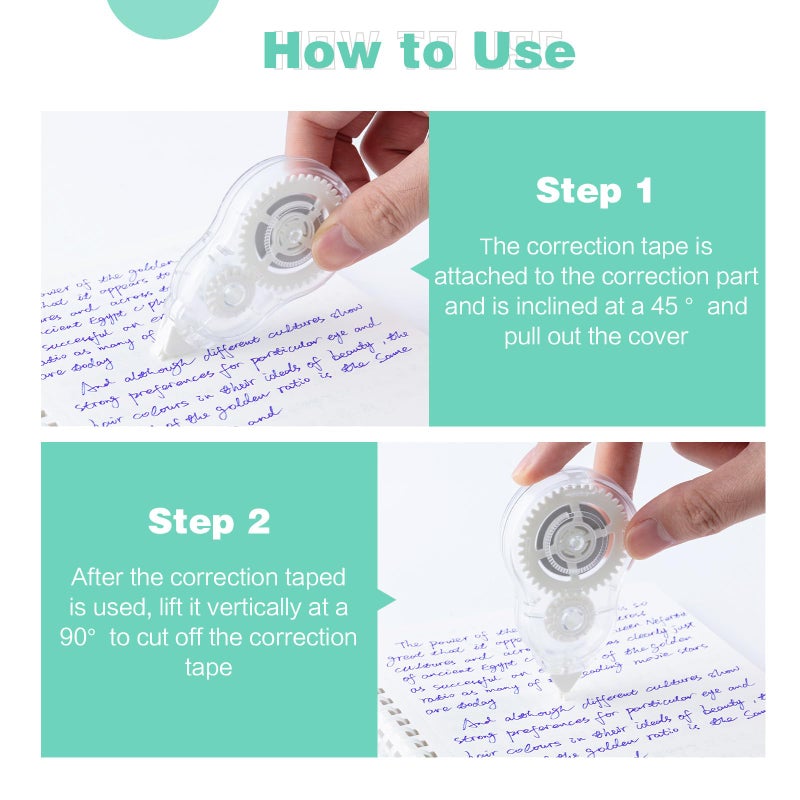 M.G مجموعة شريط تصحيح M&G 6 عبوات، إجمالي 72م/236قدم شريط تصحيح أبيض كتابة واضحة بدون وقت جفاف لمستلزمات المكتب والمدرسة للطلاب 1/5 بوصة × 39.37 قدم/عبوة - Image 3