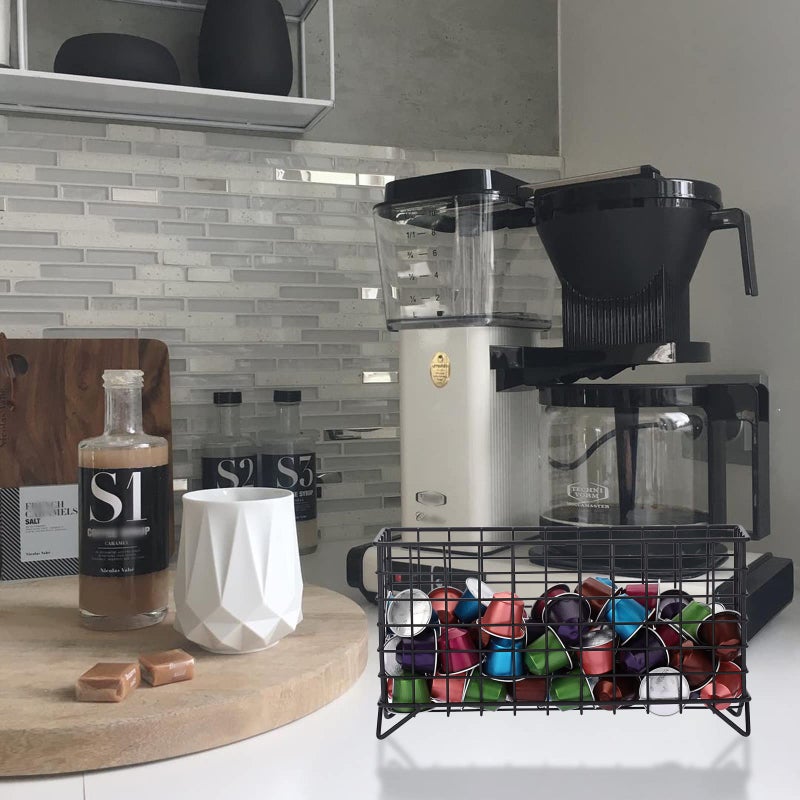 ELLDOO Coffee Pod Holder, Large Capacity Coffee Pod Organizer for K Cup Keuring Espresso Capsule Coffee Creamer, Metal Coffee Pod Storage Basket for Kitchen, Coffee Bar Decor (Black, Medium) - Image 4