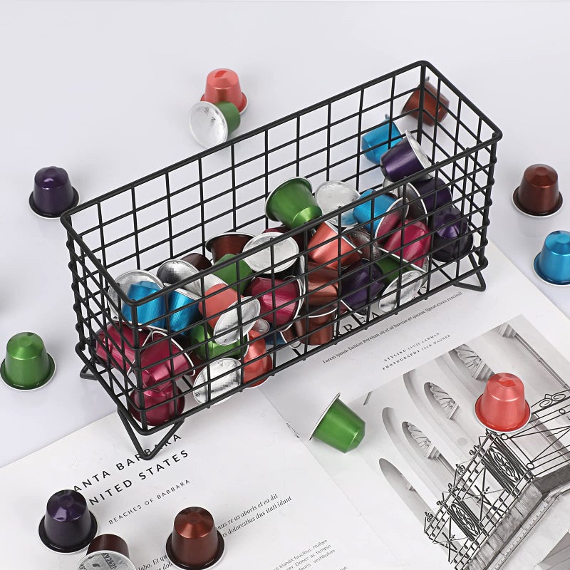 ELLDOO Coffee Pod Holder, Large Capacity Coffee Pod Organizer for K Cup Keuring Espresso Capsule Coffee Creamer, Metal Coffee Pod Storage Basket for Kitchen, Coffee Bar Decor (Black, Medium) - Image 3
