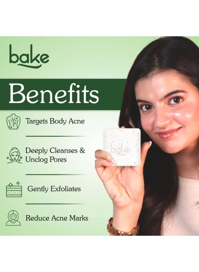 BAKE 2% Salicylic Acid Soap Scrub Treatment with Niacinamide for Body & Back Acne, Reduces Strawberry Legs | Fades Dark Spots | Non Drying Formula | Soap For Men & Women | 100g x 3 (100 g (Pack of 3)) - Image 2
