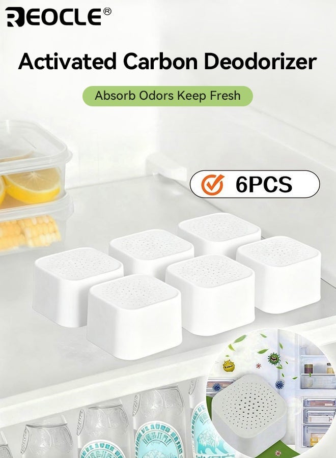 REOCLE 6pcs Activated Carbon Deodorizer for Fridge Closet Drawers Odor Eliminating Freshening Boxes Long Lasting Freshness Space Saving Effective Filtration Air Purifier Household Essentials Freshener - Image 1