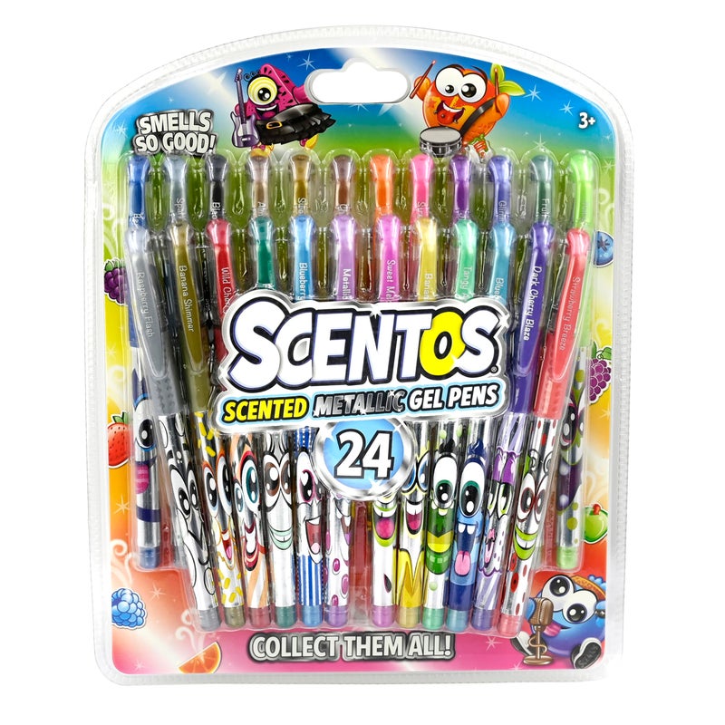 Scentos 24-Pack Scented Metallic Gel Pens for Kids â€“ Non-Toxic Gel Ink for Drawing, Coloring & Journaling â€“ Sweet Scents â€“ Safe Art Supplies for Ages 3+ - Image 1