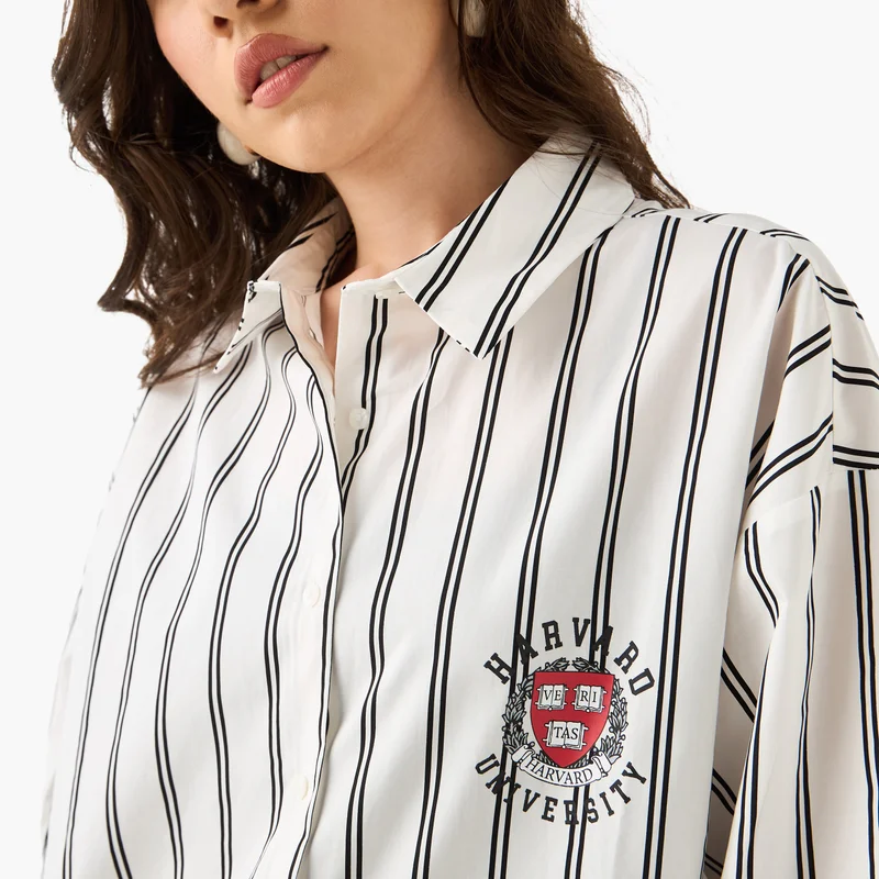 SP Characters Varsity Print Shirt with Long Sleeves