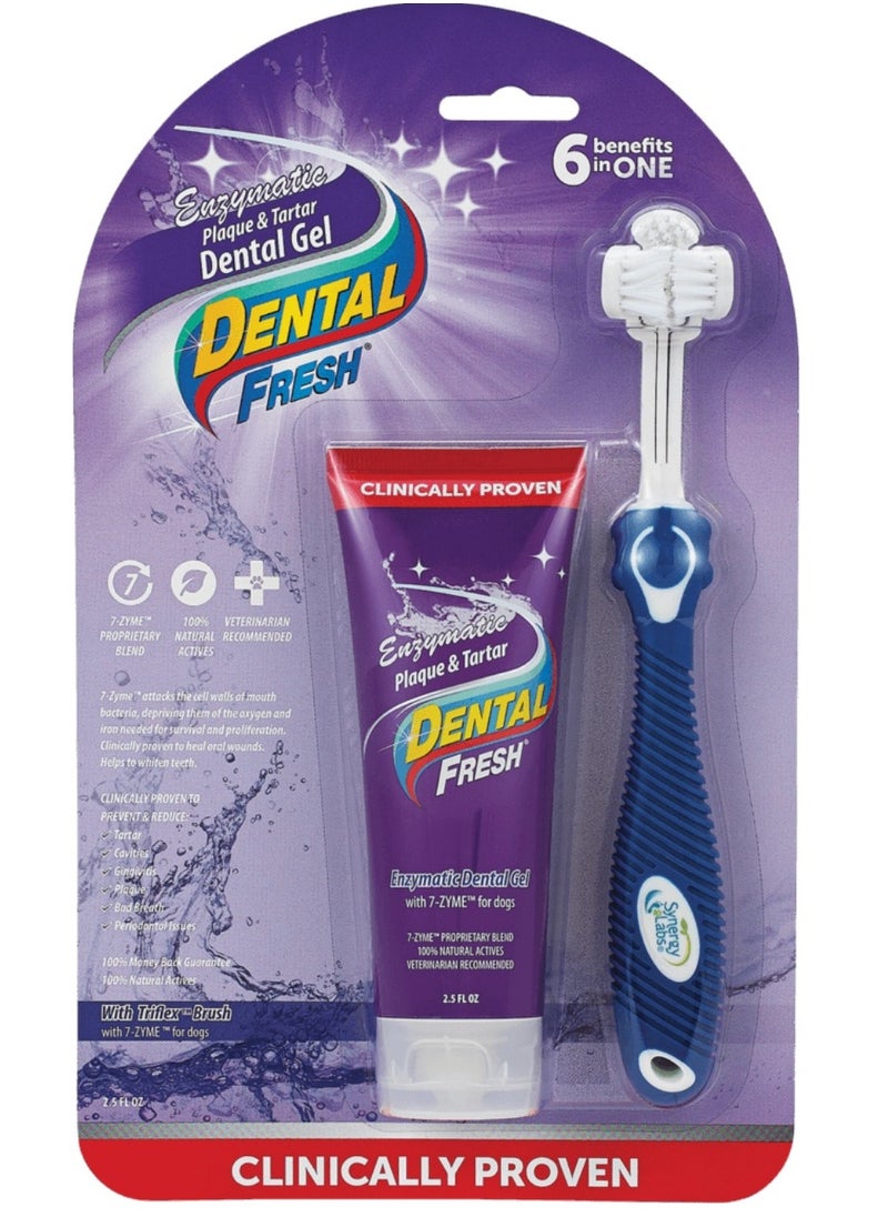 SynergyLabs Dental Fresh Enzymatic Plaque & Tartar Dental Gel with Triflex Brush 2.5 oz - 70.87 g  - Image 4