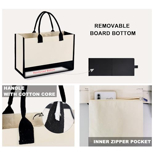 BeeGreen Canvas Tote Bag Monogram Embroidery Personalized Gift Bags for Birthday Beach Work Wedding Gifts Basket for Women Teacher Mom Friends Coworker Sister Nurse Cute Initial Totes Cool (Letter J) - Image 4