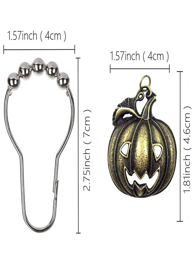 ZILucky Set of 12 Halloween Smiling Pumpkins Shower Curtain Hooks Ring Stainless Steel Rustproof Bathroom Kids Room Fashion Home Decor (Bronze) - Image 3