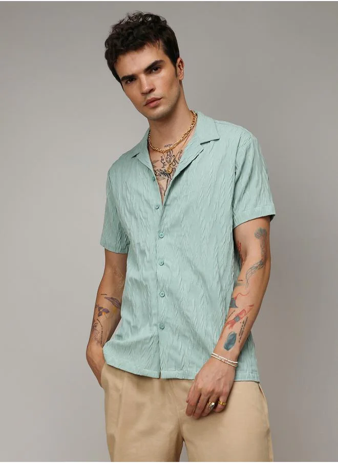 كامبوس سوترا Cable Textured Casual Shirt by Styli