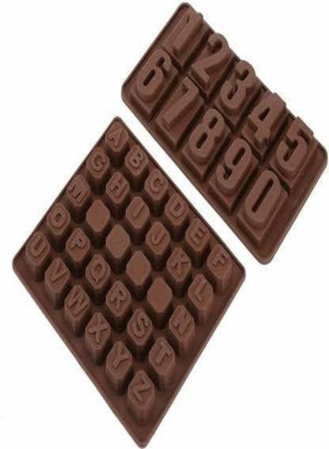 FEDDE Silicone Chocolate Mould Alphabet and Numeric Chocolates Candy Mold Ice Cube Tray Combo - Image 1