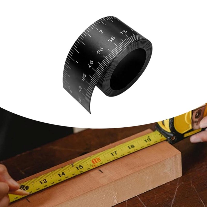 Black Flexible Ruler Tape 1M Roll Up Design Measuring Tool for Frame Edge and Tear Fences - Image 5