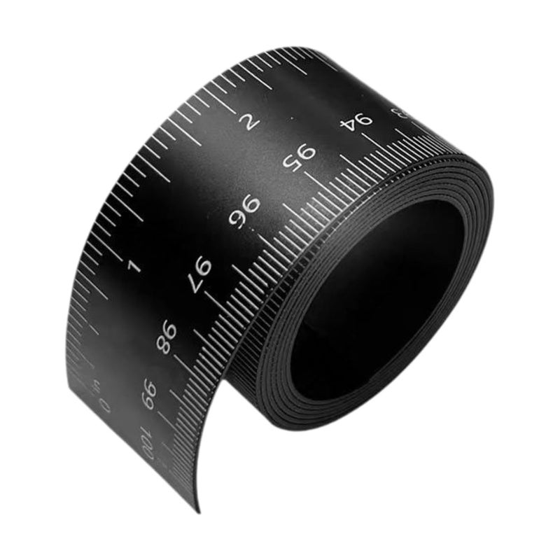 Black Flexible Ruler Tape 1M Roll Up Design Measuring Tool for Frame Edge and Tear Fences - Image 1