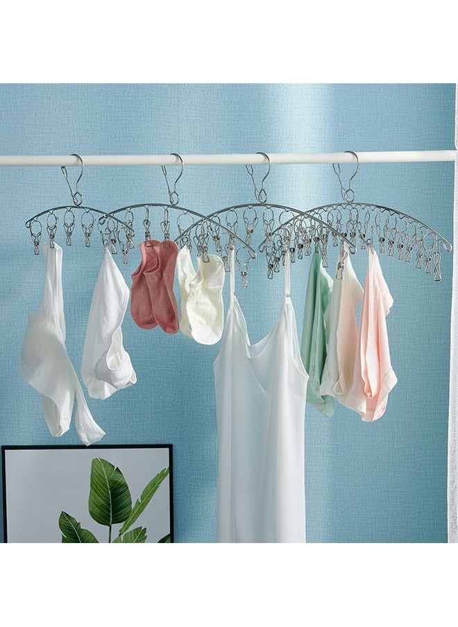 ZCM-HAPPY 2-Piece Stainless Steel Curved 16 Clip Clothes Rack Silver  39x22x3cm  - Image 2