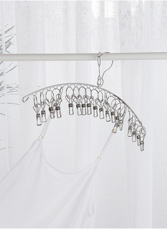 ZCM-HAPPY 2-Piece Stainless Steel Curved 16 Clip Clothes Rack Silver  39x22x3cm  - Image 5