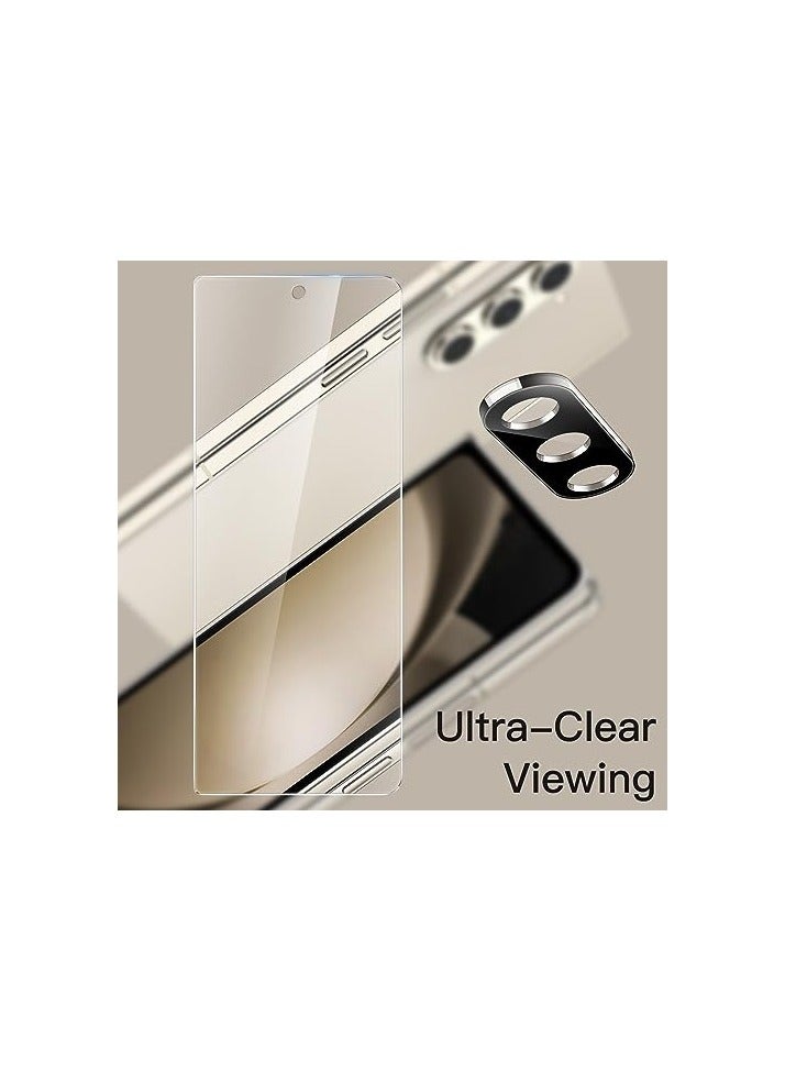 جي تيك واقي شاشة أمامي JETech لهاتف Samsung Galaxy Z Fold 5 مع واقي عدسة الكاميرا، طبقة من الزجاج المقوى 9H، مضاد للخدش، شفاف عالي الدقة، عبوتان لكل منهما - Image 2