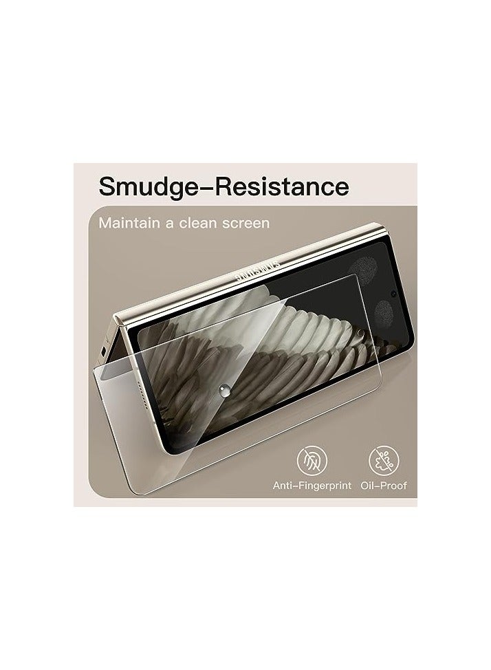 جي تيك واقي شاشة أمامي JETech لهاتف Samsung Galaxy Z Fold 5 مع واقي عدسة الكاميرا، طبقة من الزجاج المقوى 9H، مضاد للخدش، شفاف عالي الدقة، عبوتان لكل منهما - Image 4