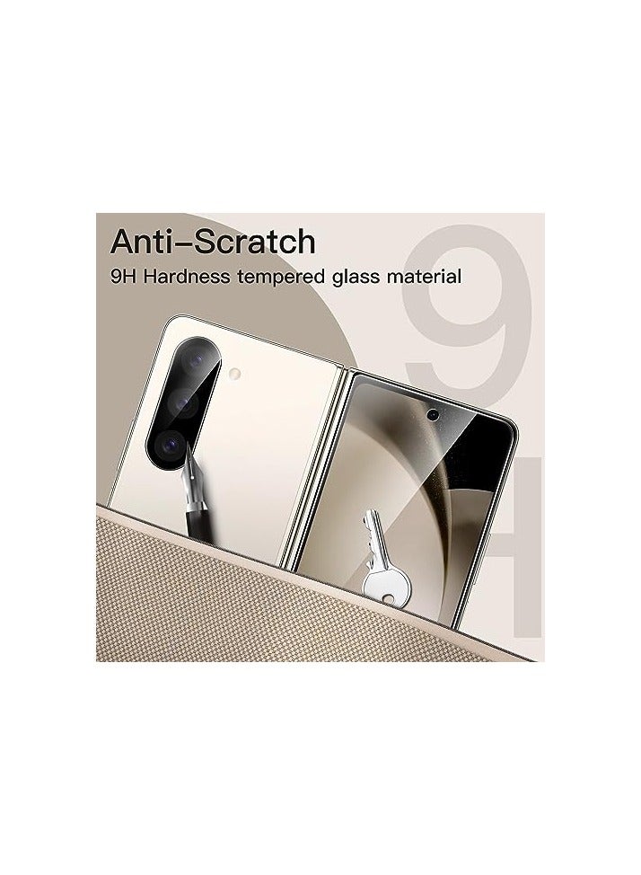 جي تيك واقي شاشة أمامي JETech لهاتف Samsung Galaxy Z Fold 5 مع واقي عدسة الكاميرا، طبقة من الزجاج المقوى 9H، مضاد للخدش، شفاف عالي الدقة، عبوتان لكل منهما - Image 5