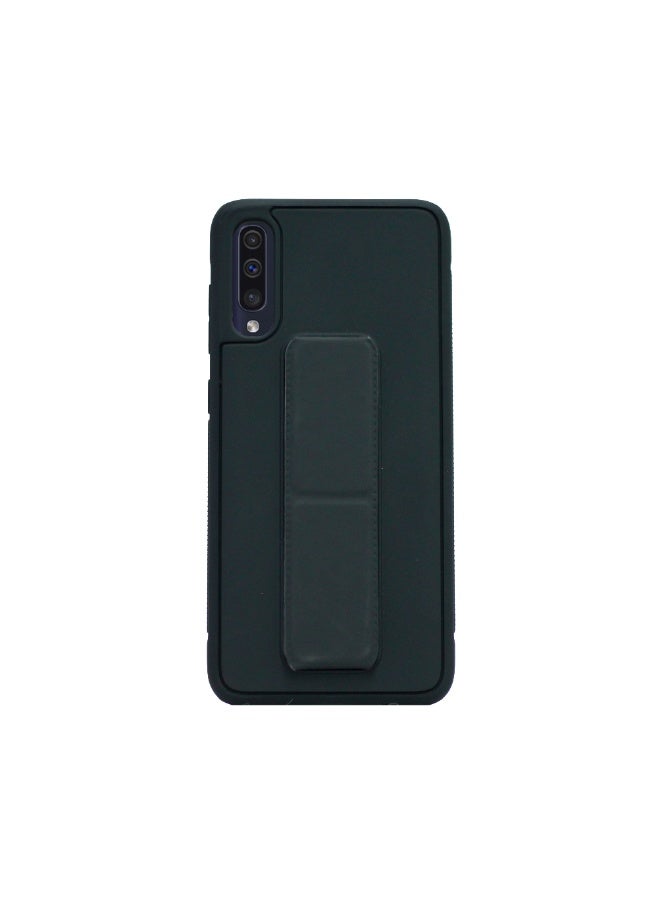 Back Cover Stand Case Samsung A70 Magnetic Car Holder Soft Silicone Horizontal & Vertical Kickstand Cover Wrist Strap Full protection Anti Fingerprint Case (Black)