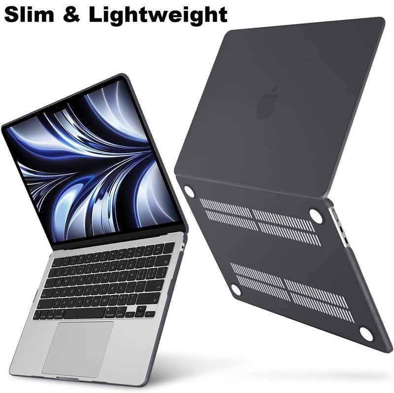 Midkart Case Compatible with MacBook Air 13.6 inch M5 M4 M3 M2 Release 2026-2022 A3449 A3240 A3113 A2681 Touch ID Hard Shell Cover Keyguard Dust Plugs for MacBook Air 13 inch Case, Smoke Black - Image 3