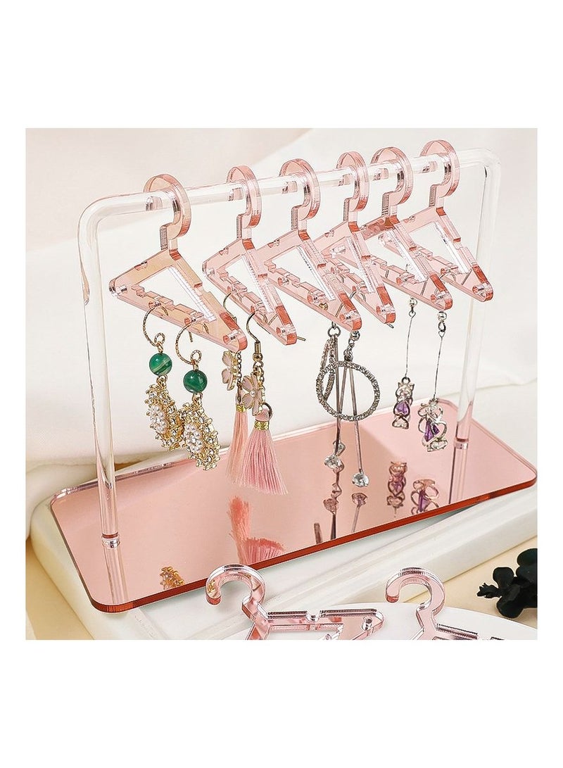 8 pcs Coat Hanger Polymer Clay Soft Pottery Earrings Stand Organizer Hanger Shape Tabletop Jewelry Display Holder for Earring pink - Image 1