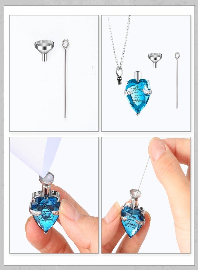 Shimeyao Set of 8 Small Urn Cremation Jewelry Necklaces for Ashes Stainless Steel Keepsake Urns Memorial Locket Mini Ash Holders Waterproof for Human Adult Female Male Loved One(Light Blue) - Image 4